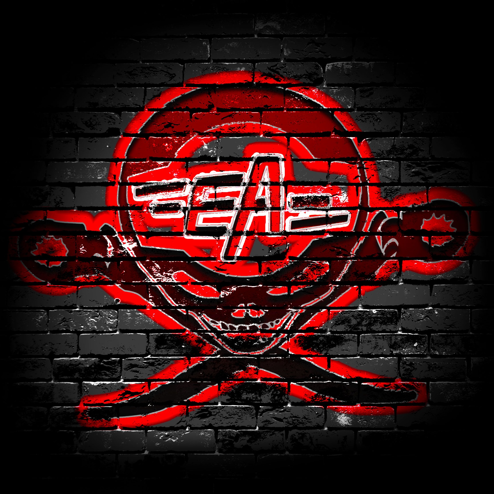 Event-Assist Piratenmotiv auf dunkler Backsteinwand
